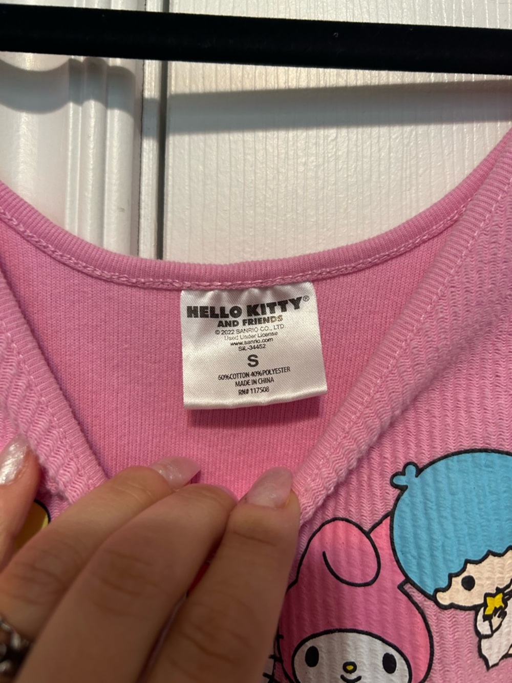 Hello Kitty Pink Graphic Crop Tank Top - Picture 3 of 3